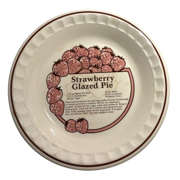 Strawberry Glazed Pie Recipe Pie Plate Ceramic C. E. Springer 10.5 " Korea - Picture 1 of 11